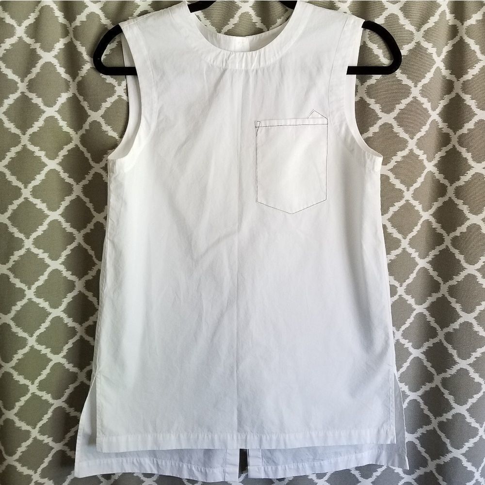 Dkny White Back Button Tunic Blouses - image 1